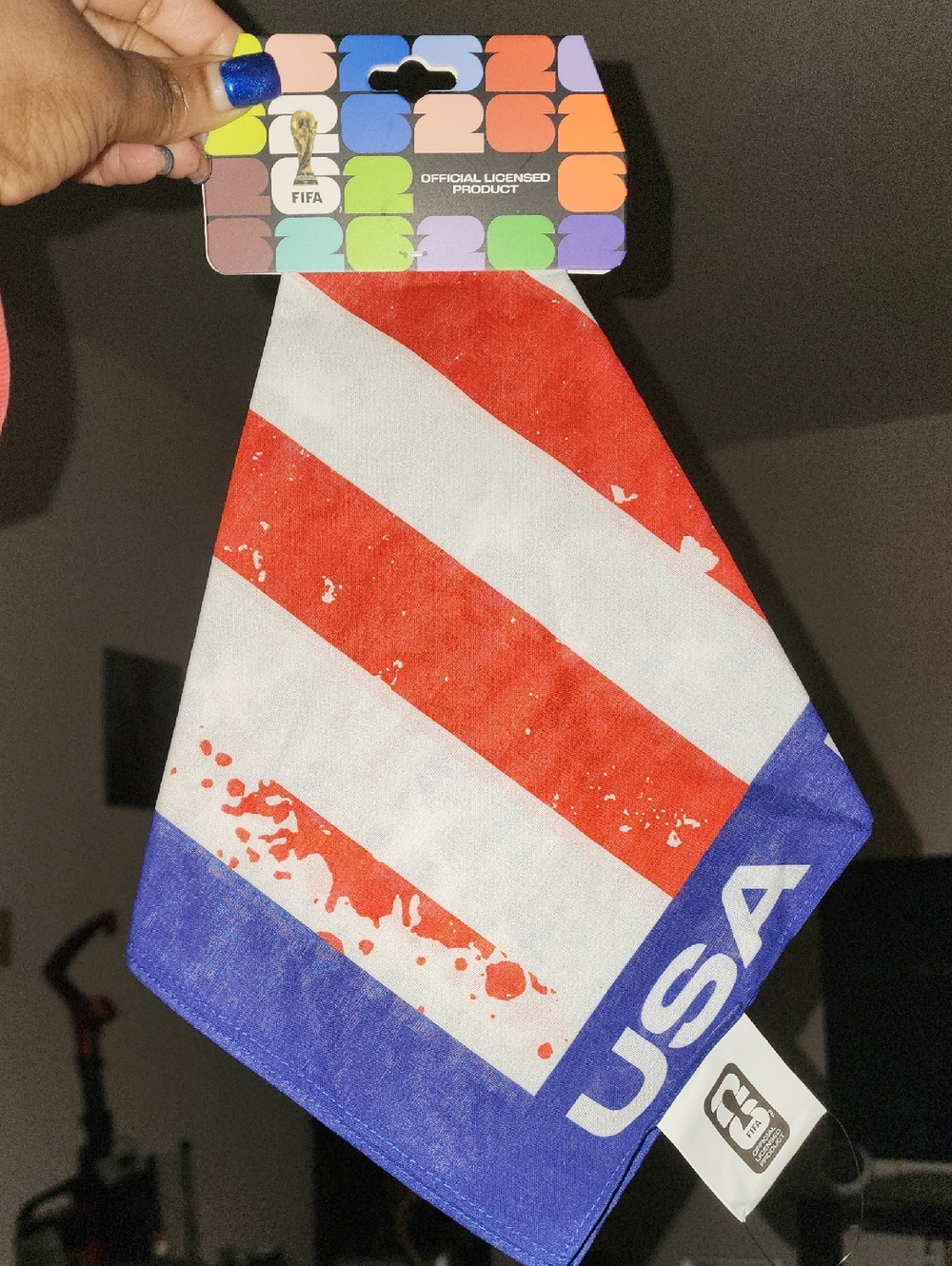 FIFA USA Red White Blue Flag Bandana/Neckerchief OFFICIAL